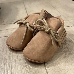 Baby Tan Faux Suede Moccasins